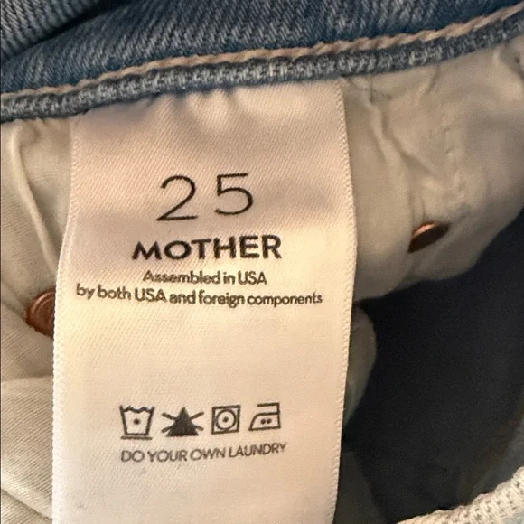 MOTHER Tripper Ankle Fray Size 25 Light Blue High-Rise Straight Jeans - Picture 4 of 5